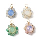 Natural & Synthetic Mixed Gemstone Faceted Flower Pendants PALLOY-JF02157-1