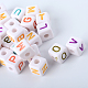 Opaque Acrylic Cube Alphabet Beads SACR-Q126-01-1