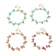 4 Uds. Conjunto de pulseras de cadena de flores con cuentas de acrílico y vidrio de 4 colores BJEW-TA00273-1