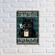 Creatcabin gatto nero targhe in metallo in metallo divertente gatto bere caffè modello decorazione di arte della parete targhe vintage stampa poster segno per caffè bar casa bagno negozio soggiorno camera da letto bar caffetteria regali 8 x 12 pollice AJEW-WH0157-548-5