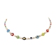 Collar de perlas naturales y cuentas de flores y semillas de vidrio millefiori para mujer NJEW-JN04299-4