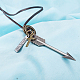Adjustable Men's Zinc Alloy Pendant and Leather Cord Lariat Necklaces NJEW-BB16017-B-4