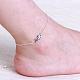 Delicate Silver Plated Brass Cubic Zirconia Leaf Anklets AJEW-BB05223-A-5