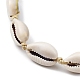 Fußkettchen aus geflochtenen Perlen aus Naturmuschel mit synthetischen türkisfarbenen Perlen AJEW-AN00561-01-2