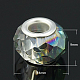 Gainsboro Farbe halb plattiertes Glas facettierte Rondelle großes Loch europäischen Perlen X-GPDL-H005-7-2