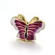 Butterfly Brass Enamel Beads KK-N0081-77C-2