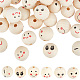 Gomakerer 42 pièces 6 styles perles européennes en bois imprimé WOOD-GO0001-04-1