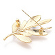Broches de hojas de perlas naturales para mujer JEWB-N001-11G-3