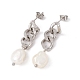 Orecchini pendenti con perle naturali con catena barbazzale EJEW-E264-03-2
