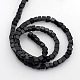 Cube Natural Black Stone Beads Strands X-G-P057-01-2