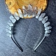 ティアラトリプルムーンメタルヘアバンド  女性女の子のための天然水晶ラップヘアフープ  ライトスカイブルー  180x150mm PW-WG49695-04-1