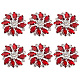 FINGERINSPIRE 6PCS Flower Brass Rhinestone Shank Buttons 26MM Red Crystal Sew On Buttons with 1-Hole and Flat Back BUTT-FG0001-15D-1