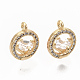 Brass Micro Pave Clear Cubic Zirconia Charms ZIRC-T011-22G-NF-3