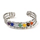 Bracelet manchette ouvert en perles rondes avec pierres précieuses mélangées naturelles BJEW-F459-01M-2
