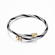 Trendy 304 Stainless Steel Torque Bangles & Rings Sets SJEW-H073-08-3