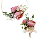 CRASPIRE 2PCS Rose Wrist Corsage Boutonniere Set Pink Artificial Bridal Wrist Flower AJEW-CP0001-60-1
