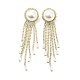 Clous d'oreilles pendants en cristal avec strass et perle d'imitation EJEW-C037-02F-LG-1
