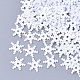 装飾アクセサリー  ポリ塩化ビニールのプラスチック製のスパンコール/スパンコールビーズ  クリスマススノーフレーク  ホワイト  7.5x7.5x0.3mm  穴：1mm  約1000個/袋 PVC-T005-053-2