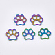 イオンプレーティング（ip）201ステンレス鋼ペット細線細工ジョイナー  犬の足跡  虹色  11x12x1mm STAS-T040-JN224-3