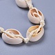 Verstellbare geflochtene Perlenarmbänder aus Kaurimuschel X-BJEW-JB04278-3
