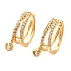 Латунные серьги-манжеты из прозрачного кубического циркония EJEW-F370-30G-3