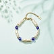 Pulsera de perlas de imitación de abs y cuentas de vidrio millefiori para mujer BJEW-JB08434-2