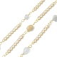 Brass Cubic Zirconia Link Chains with Natural Morganite Beads CHS-P016-37G-01-1