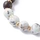 Natural Plum Blossom Jade & Mixed Stone Round Beads Stretch Bracelet BJEW-JB07225-6