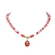 Halskette mit Blumenanhänger aus legierter Emaille NJEW-JN04537-02-2