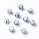 手作りの陶器ビーズ  青と​​白の磁器  ラウンド  ブルー  14mm  穴：3mm X-PORC-Q212-14mm-1-1