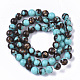 Brins de perles synthétiques turquoise et bronzite assemblés G-S366-025B-2