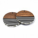 Ciondoli in resina a strisce e legno di noce RESI-N025-022-3