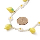 Collar con colgante de limón de resina con cadenas de flores con cuentas de vidrio para mujer NJEW-TA00057-6