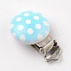 Dyed Dot Pattern Half Round Printed Wooden Baby Pacifier Holder Clips WOOD-K004-07-1