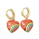 Heart with Rainbow Real 18K Gold Plated Brass Dangle Hoop Earrings EJEW-L268-042G-06-1