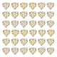 Amuletos de corazón dicosméticos Corazón con amuletos de ramas y hojas Colgantes de corazón de filigrana Colgantes de aleación Cristal de oro claro Amuletos de corazón de rhinestone para la fabricación de joyas FIND-DC0003-16-1