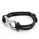 Braided Leather Cord Infinity Link Bracelets BJEW-F047-03C-1