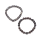 2 шт. 2 стильных браслета из натурального черного дерева и драгоценных камней BJEW-JB07995-4