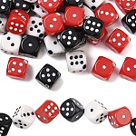 60шт 3 цвета акриловые бусины, игральная кость, разноцветные, 9.5x9.5x9.5 мм, отверстие : 2.5 мм, 20 шт / цвет