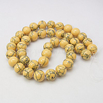 Chapelets de perles en turquoise synthétique, teinte, ronde, jaune, 8mm, Trou: 1mm, Environ 50 pcs/chapelet, 15.7 pouce