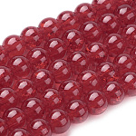 Spray pintado cuentas de vidrio crujido hebras, redondo, rojo, 6mm, agujero: 1.3~1.6 mm, aproximamente 133 pcs / cadena, 31.4 pulgada