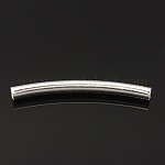 Perles tubulaires en laiton, courbé, couleur argentée, taille: environ 4mm de diamètre, Longueur 41mm, Trou: 3.5mm