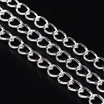 Iron Side Twisted Chain, Unwelded, Lead Free, with Spool, Silver Color Plated, 6x4x0.7mm, about 328.08 Feet(100m)/roll