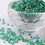 11/0 deux verre taillé perles de rocaille, hexagone, brins.colours arc, vert foncé, taille: environ 2.2mm de diamètre, environ 37500 pcs / livre