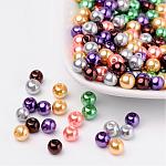 Halloween mix nacrées verre perles de nacre, couleur mixte, 6mm, Trou: 1mm, environ 200 pcs / sachet 