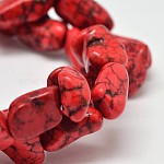 Pépites teintes brins de perles de howlite naturelles, rouge, 11~17x10~17mm, Trou: 1mm, environ 15.7 pouce