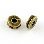 Tibetischen Stil Perlen flach rund Legierung Abstandhalter, cadmiumfrei und bleifrei, Antik Bronze, 6x3 mm, Bohrung: 1.5 mm