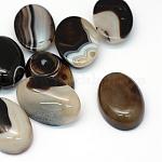 Oval Dyed Natural Striped Agate/Banded Agate Cabochons, Black, 29~30x19~20x6~7mm