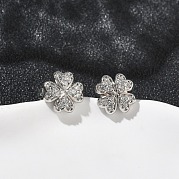 Серьги-гвоздики из латуни с микропаве из прозрачных кубических цирконий EJEW-F383-09P