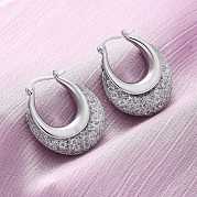 Серьги-кольца из латуни с прозрачным фианитом EJEW-R025-36P